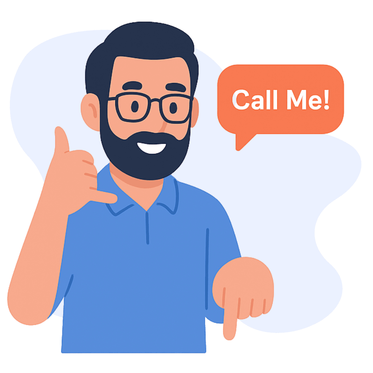 Cartoon man signaling to call him